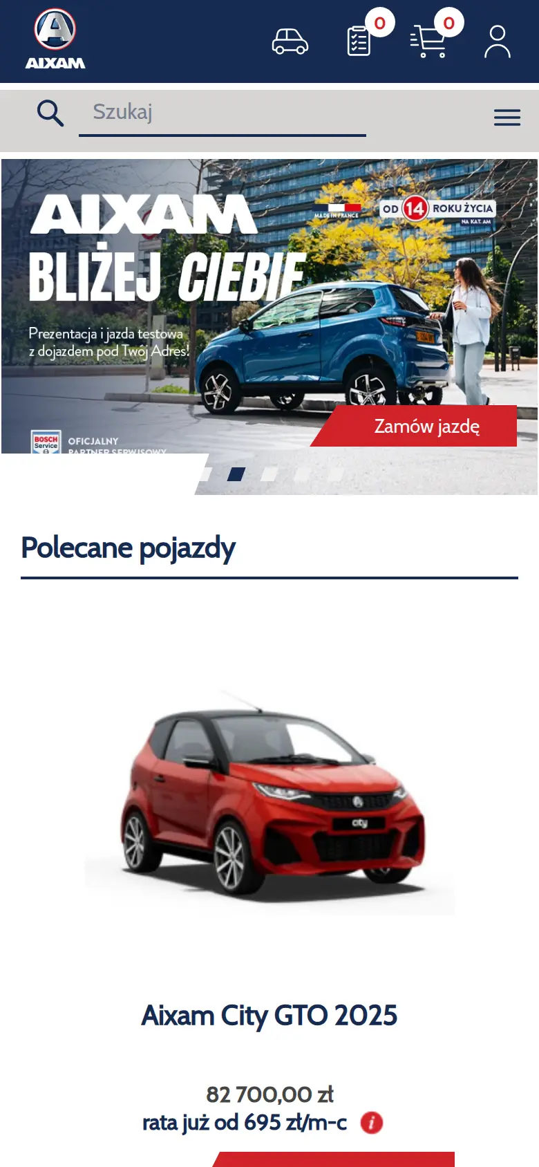 Aixam - widok mobilny