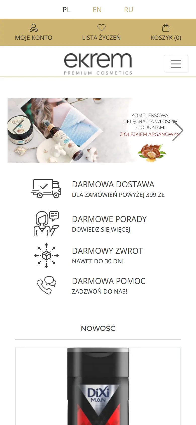 Ekrem - widok mobilny