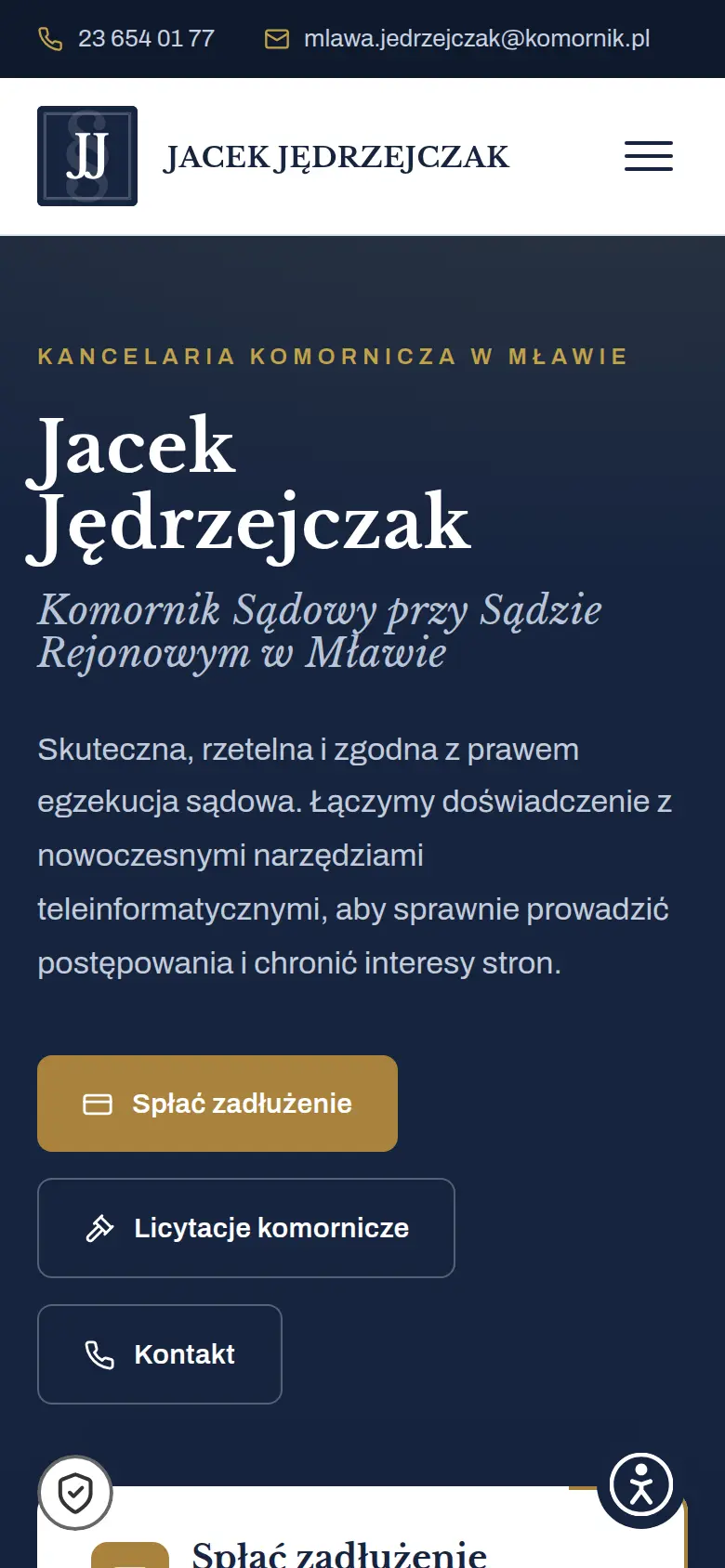 Kancelaria J. Jędrzejczak - widok mobilny