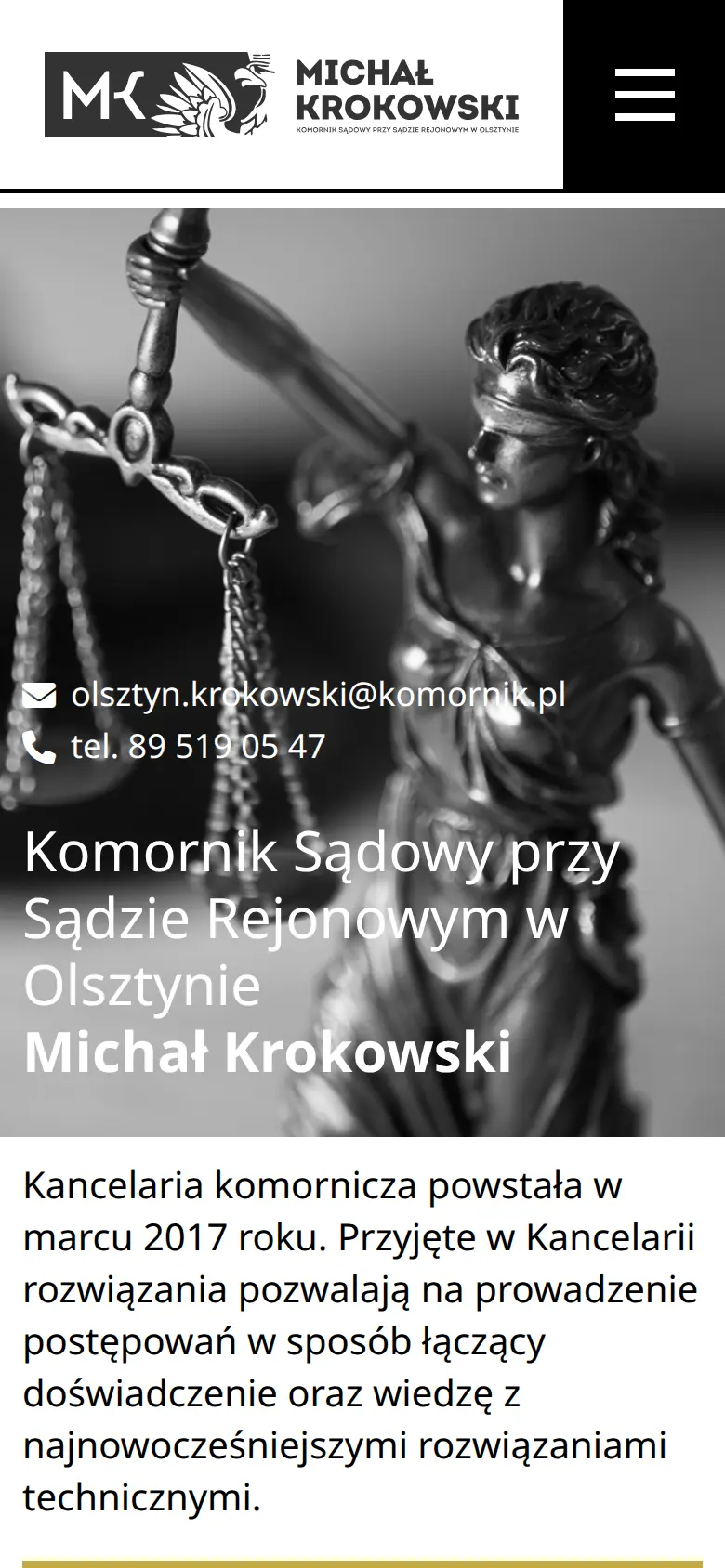 Kancelaria M. Krokowski - widok mobilny