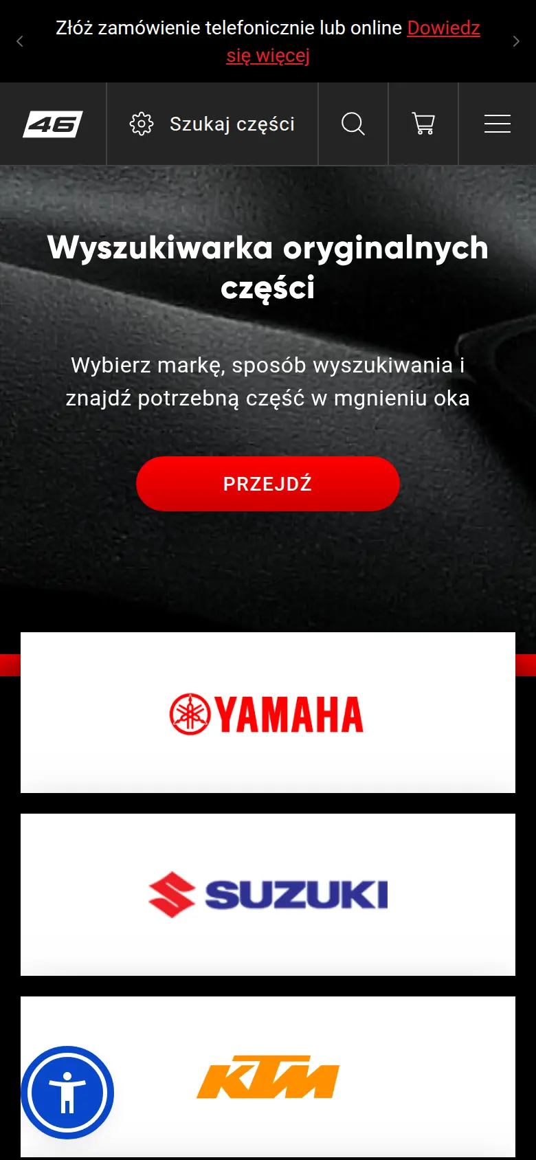 Moto46 - widok mobilny