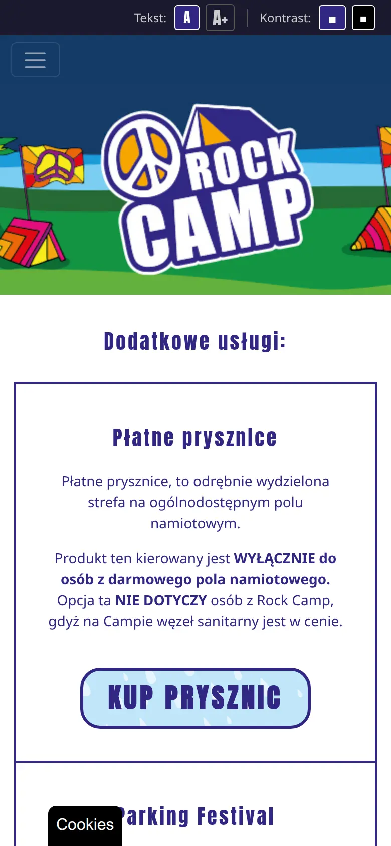 Rock Camp - widok mobilny